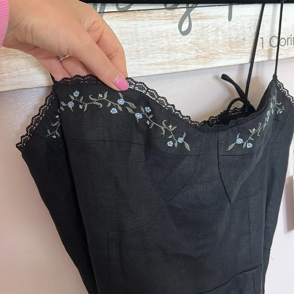 NWT REFORMATION KIERYN LINEN DRESS BLACK SIZE 12 - Picture 5 of 10